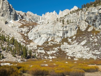The snow is almost completely gone, so the climb to Upper Boy Scout Lake consists mostly of talus whitney mountaineer's route