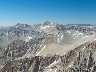 Mount Whitney with the seemingly puny, double-peaked Mount Russell just to the left mount whitney