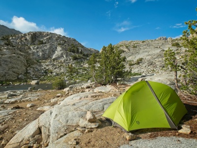 After much searching and deliberating, I select a campsite that minimizes my impact and isn't likely to flood darwin bench