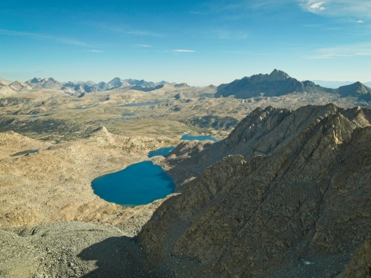 Goethe Lake far below Mount Goethe, with Mount Humphreys towering in the distance humphreys basin