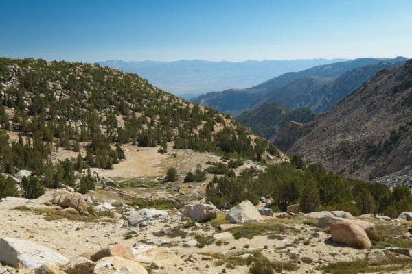 Looking back at a nice flat part of the trail while catching my breath on a steeper climb lamarck col trail