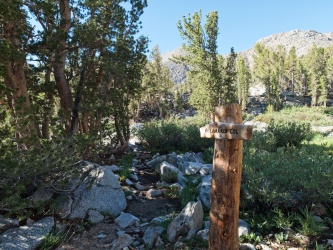 Although the trail to Lamarck Col doesn't appear on every map, it is well established and marked with a sign just below Upper Lamarck Lake lamarck col sign