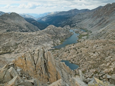 Looking down on Evolution Lake from the summit of Mount Spencer mount spencer