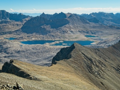 Here's a view of Wanda Lake from Mount Goddard, as well as the long traverse I just finished mount goddard