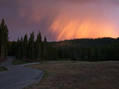 Rain at sunset wind river range sunset