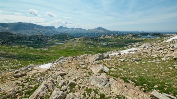 A look back at the meadows below Lester Pass wind river range lester pass