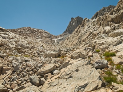 We scramble through the talus up toward Lion Rock lion rock northeast chute
