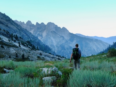 Craig descends toward the High Sierra Trail sierra nevada mountains