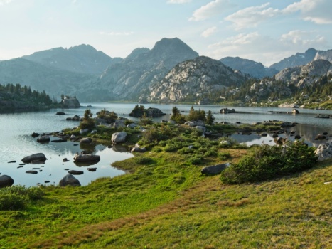 The evening golden hour at Upper Cook Lake wind river range cook lake