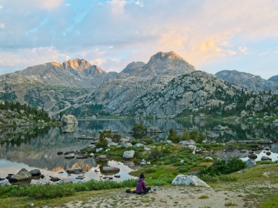 Diane prepares breakfast wind river range cook lake