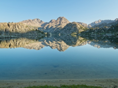 I snap one last photo of this beautiful beach as we hike out in the morning wind river range cook lake