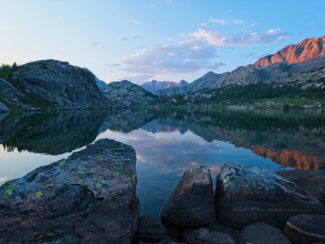 I snap a few photos of the colorful sky and mountains on the way back to camp wind river range cook lake sunset