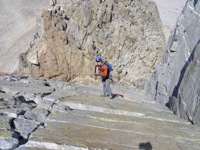 I rappel down the ramp route. Photo credit: Craig palisade crest