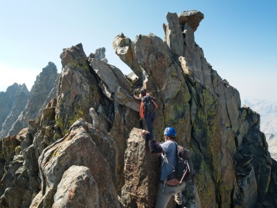 The climbing up here is solid and very fun, but also very exposed - we take our time! palisade crest