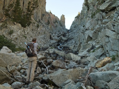 Craig scopes out a path along the Finger Lake outlet creek finger lake outlet