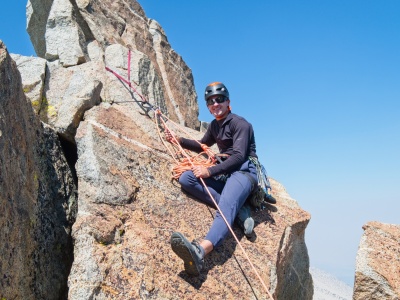 Jeff belays as Craig climbs up the class 4/5 route mountaineering