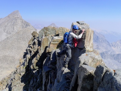 I navigate around a block on the ridge route to Palisade Crest. Photo credit: Craig palisade crest