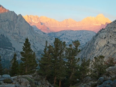 A look at the mountain we'll climb tomorrow: Palisade Crest is the peak just left of the prominent notch above the glacier on the left side of the frame palisades