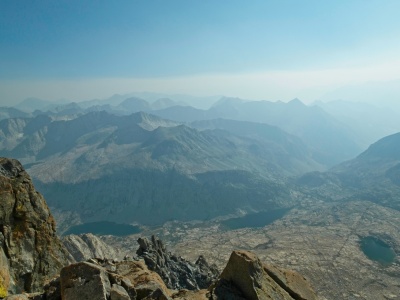 Smoke obscures the view, but I can still make out the Palisade Lakes down there! palisade lakes