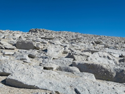 The final slope to the summit is relatively shallow and strewn with these interesting, bumpy rocks mount langley