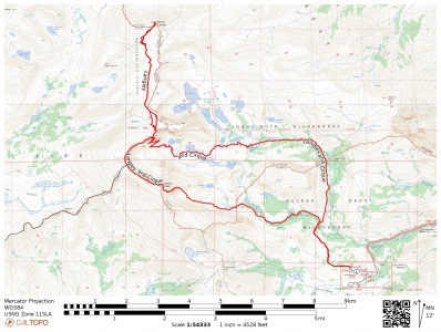Loop route to Mount Langley and Cirque Peak mount langley map