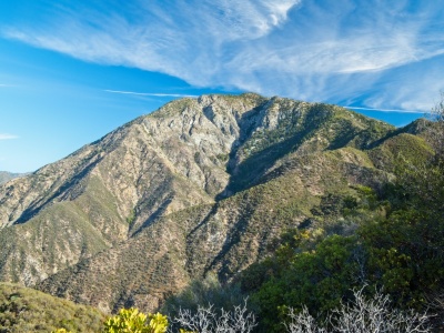 A view of the Iron Mountain massif from the ridge; my route follows the green, undulating ridge to the center-left corner of the photo, and then up the ridge to the summit iron mountain
