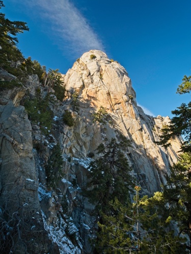 An impressive (and very climbable) stone buttress beside the trail mount san jacinto
