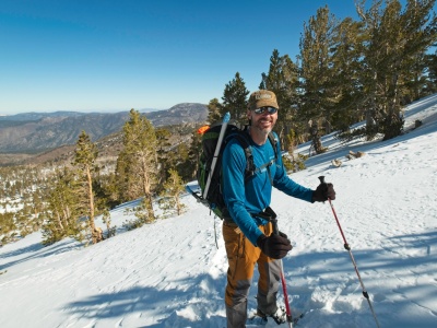 Snowshoes are a tremendous help in the lower portion of the chute where the snow is soft san gorgonio north face chute