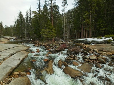 The Merced River accelerates toward Nevada Falls yosemite merced river