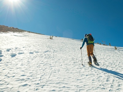 Higher up the chute the snow is icy and firm san gorgonio north face chute