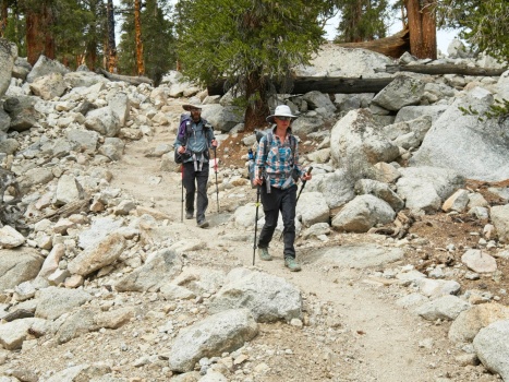 Daniel and Diane descend toward Lower Crabtree Meadow pacific crest trail