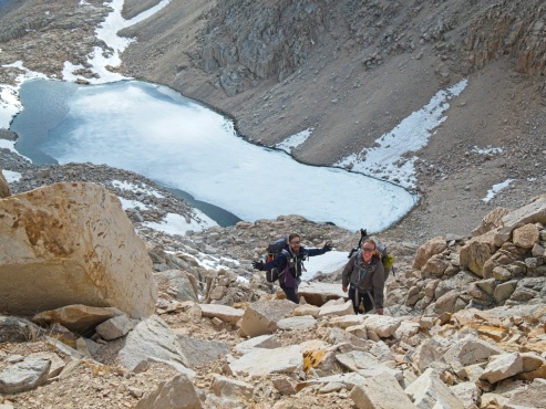 Partway up to Crabtree Pass with the upper Crabtree Lake below crabtree pass