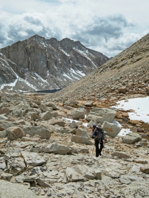 Some easy cross-country travel up granite slabs sierra nevada mountains