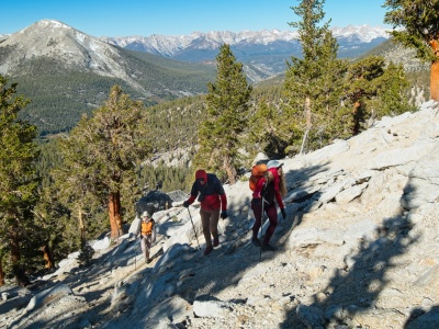 Egor, Peter, and Sarah climb up the southwest ridge of Joe Devel Peak joe devel peak