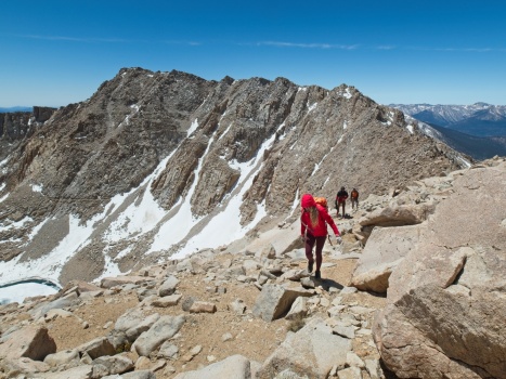 A look back at Joe Devel Peak from the south ridge of Mount Pickering mountain climbing