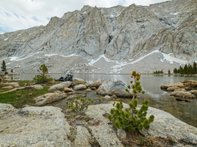 Diane lounges by the bank of Lower Crabtree Lake crabtree lakes