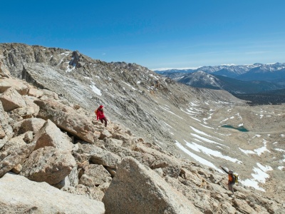 Sarah and Peter en route to the summit of Mount Newcomb mountain climbing