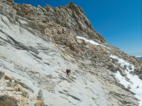 A convenient bench across the slabs makes this bit of the traverse incredibly easy! mountain climbing