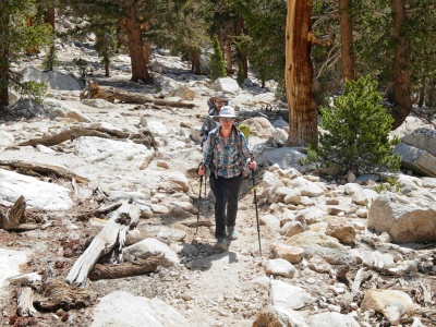 Diane and Daniel strolling down the PCT near Chicken Spring Lake pacific crest trail