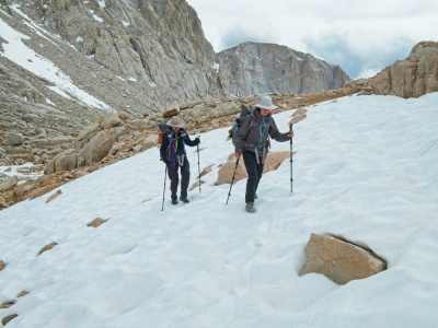As a fun early season treat, we get to cross some snow fields! sierra nevada mountains