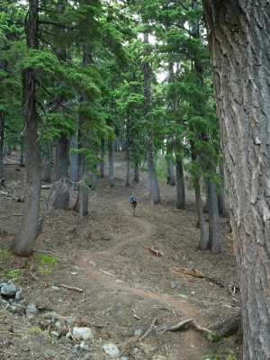Craig on his way up the steep climbers trail climbers trail