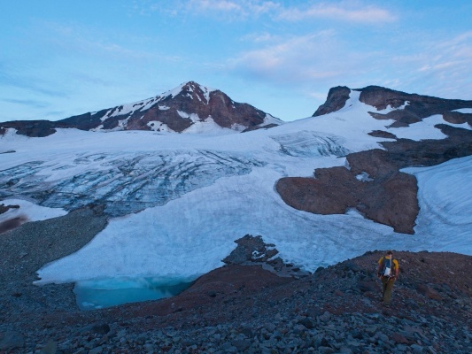 Craig continues up the trail with the Hayden Glacier on his left hayden glacier