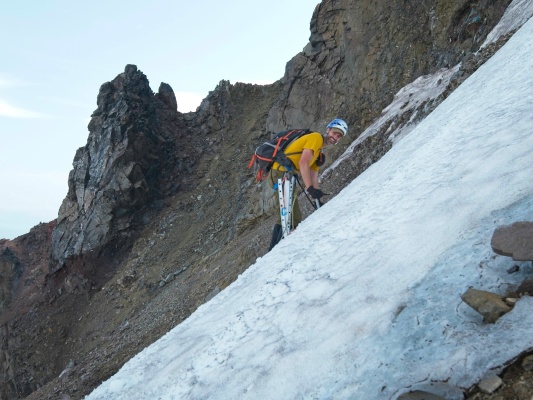 Craig halfway across the "terrible traverse" north sister traverse