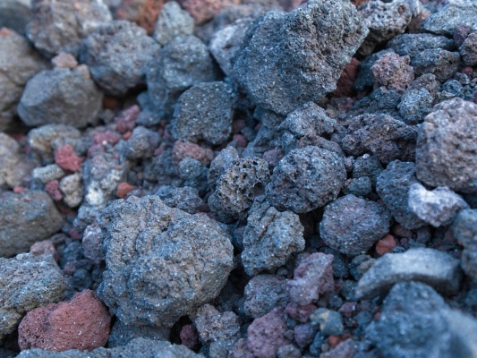 The ground is covered in lightweight pumice pumice