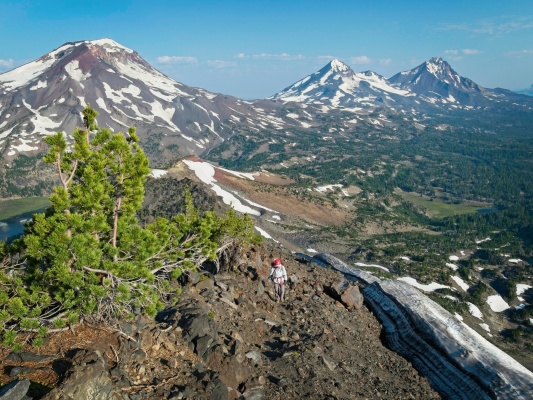 We're afforded a fantastic view of all three sisters from Broken Top three sisters