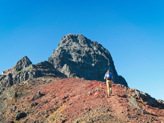 Craig hikes toward the summit block mount washington north ridge