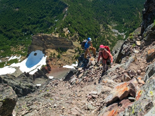 The difficulty eases to class 3 near the summit mount washington