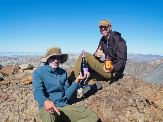 We're celebrating Craig's completion of the California P2k list with champagne and whiskey! california p2k list finish