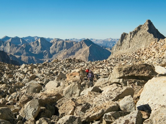 We continue up even more talus beyond Potluck Pass cross country hiking