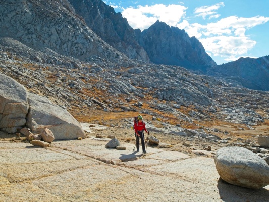 Kim treks up granite slabs dusy basin
